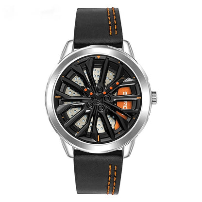 Men's Fashion Wheel Series Good Luck Comes Watch Trendy Unique Casual