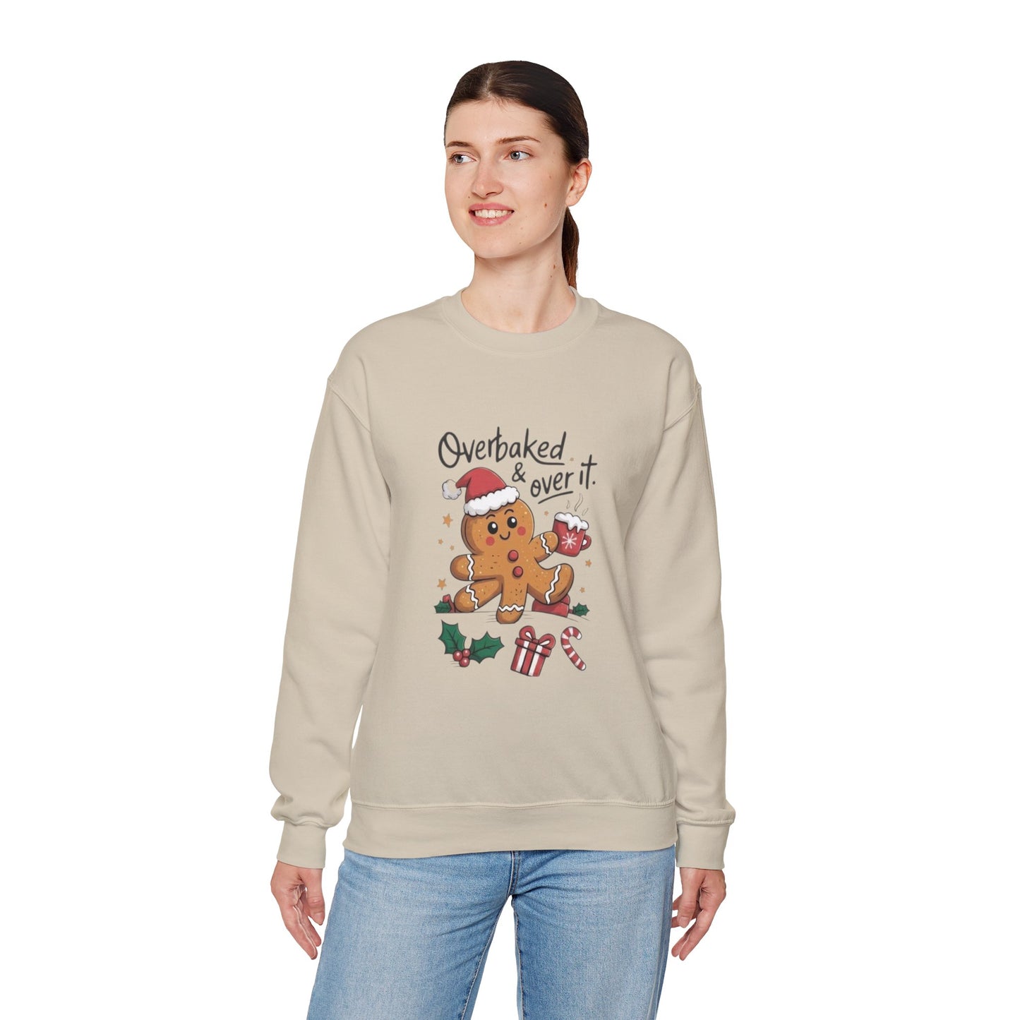 Gingerbread 'Overbaked & Over It' Holiday Crewneck Sweatshirt