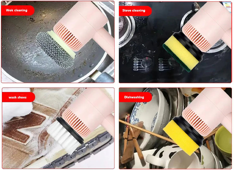 Electric Cleaning Brush Dishwashing Automatic Wireless USB Rechargeable Professional Kitchen Bathtub Tile Cleaning Brushes