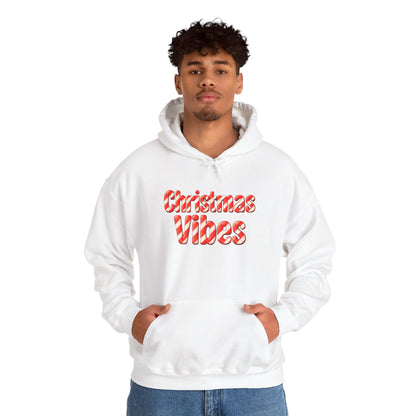 Christmas Vibes Hoodie – Candy Cane Text Holiday Sweatshirt