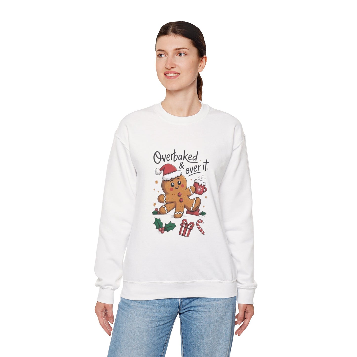Gingerbread 'Overbaked & Over It' Holiday Crewneck Sweatshirt
