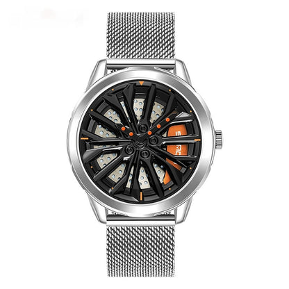 Men's Fashion Wheel Series Good Luck Comes Watch Trendy Unique Casual