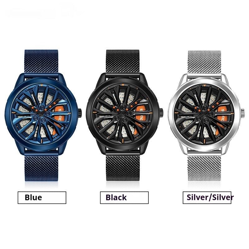 Men's Fashion Wheel Series Good Luck Comes Watch Trendy Unique Casual