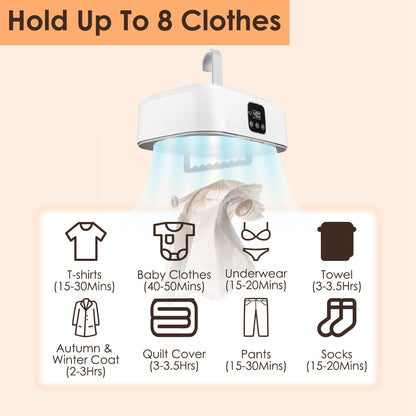 Remote Control Portable Clothes Dryer Machine Mini Foldable With Timer UV Sterilization