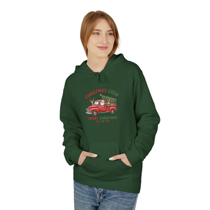 Christmas Crew Hoodie - Red Vintage Truck with Tree, "Merry Christmas Ho Ho Ho"