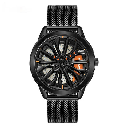 Men's Fashion Wheel Series Good Luck Comes Watch Trendy Unique Casual