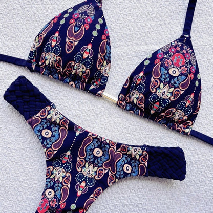 Braid Rope Print Bikini For Women