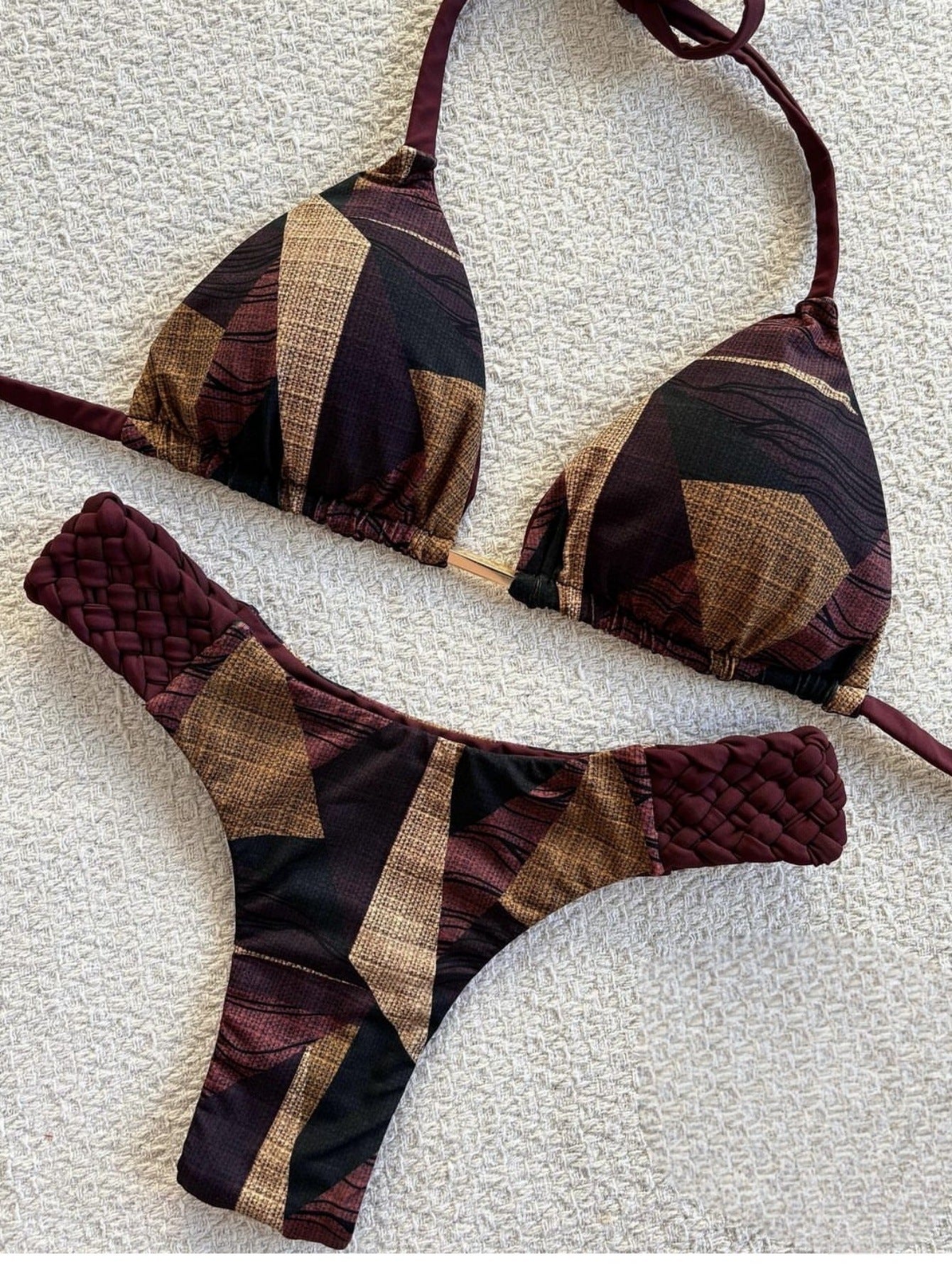 Braid Rope Print Bikini For Women