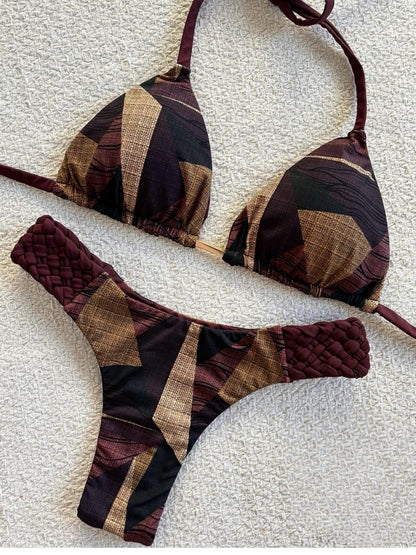 Braid Rope Print Bikini For Women