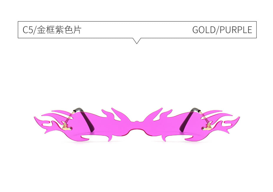 Flame One-piece Sunglasses Men And Women Catwalk Decorative Sunglasses