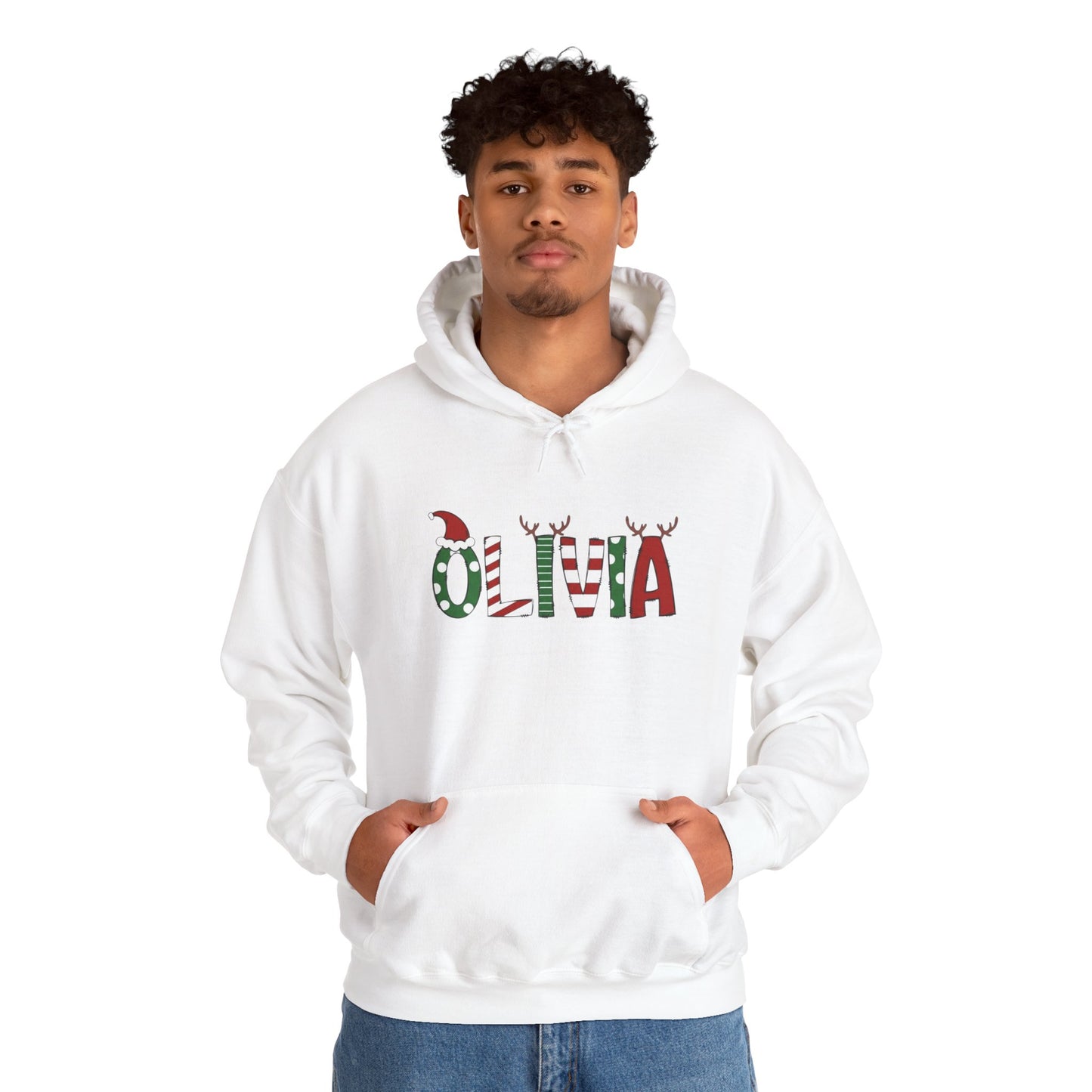 Olivia Christmas Name Hoodie — Personalized Holiday Kids & Adult Sweatshirt