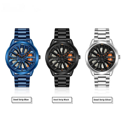Men's Fashion Wheel Series Good Luck Comes Watch Trendy Unique Casual