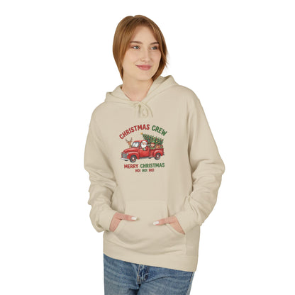Christmas Crew Hoodie - Red Vintage Truck with Tree, "Merry Christmas Ho Ho Ho"