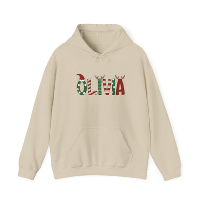Olivia Christmas Name Hoodie — Personalized Holiday Kids & Adult Sweatshirt