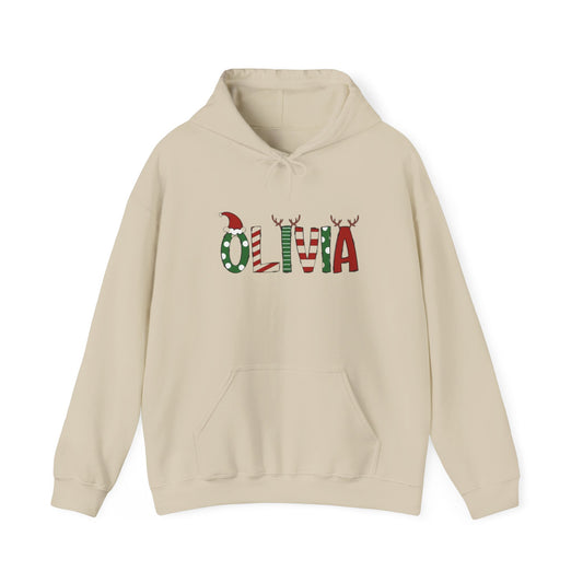 Olivia Christmas Name Hoodie — Personalized Holiday Kids & Adult Sweatshirt
