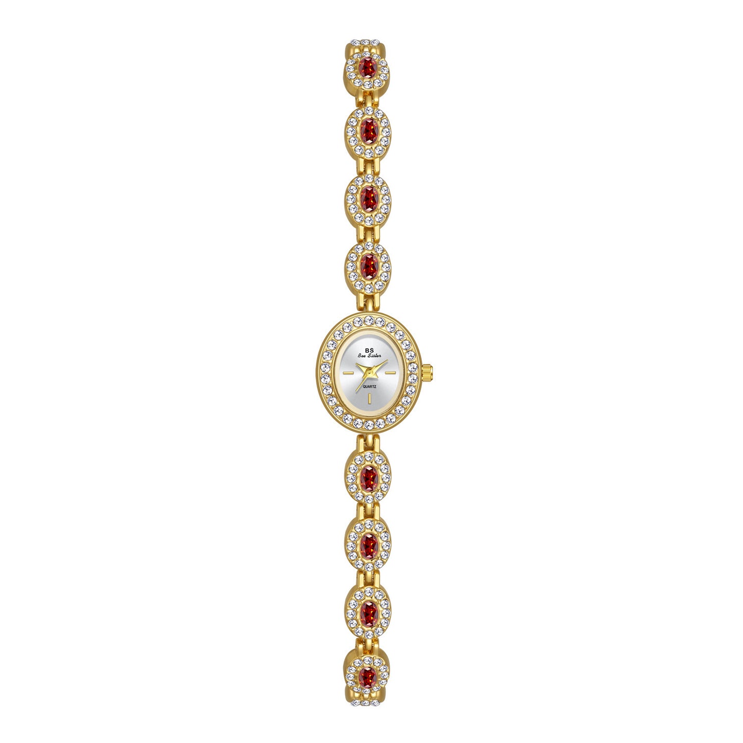 Mid-ancient Fashion Oval Colored Gems Rainbow Light Luxury Watch