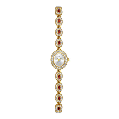 Mid-ancient Fashion Oval Colored Gems Rainbow Light Luxury Watch