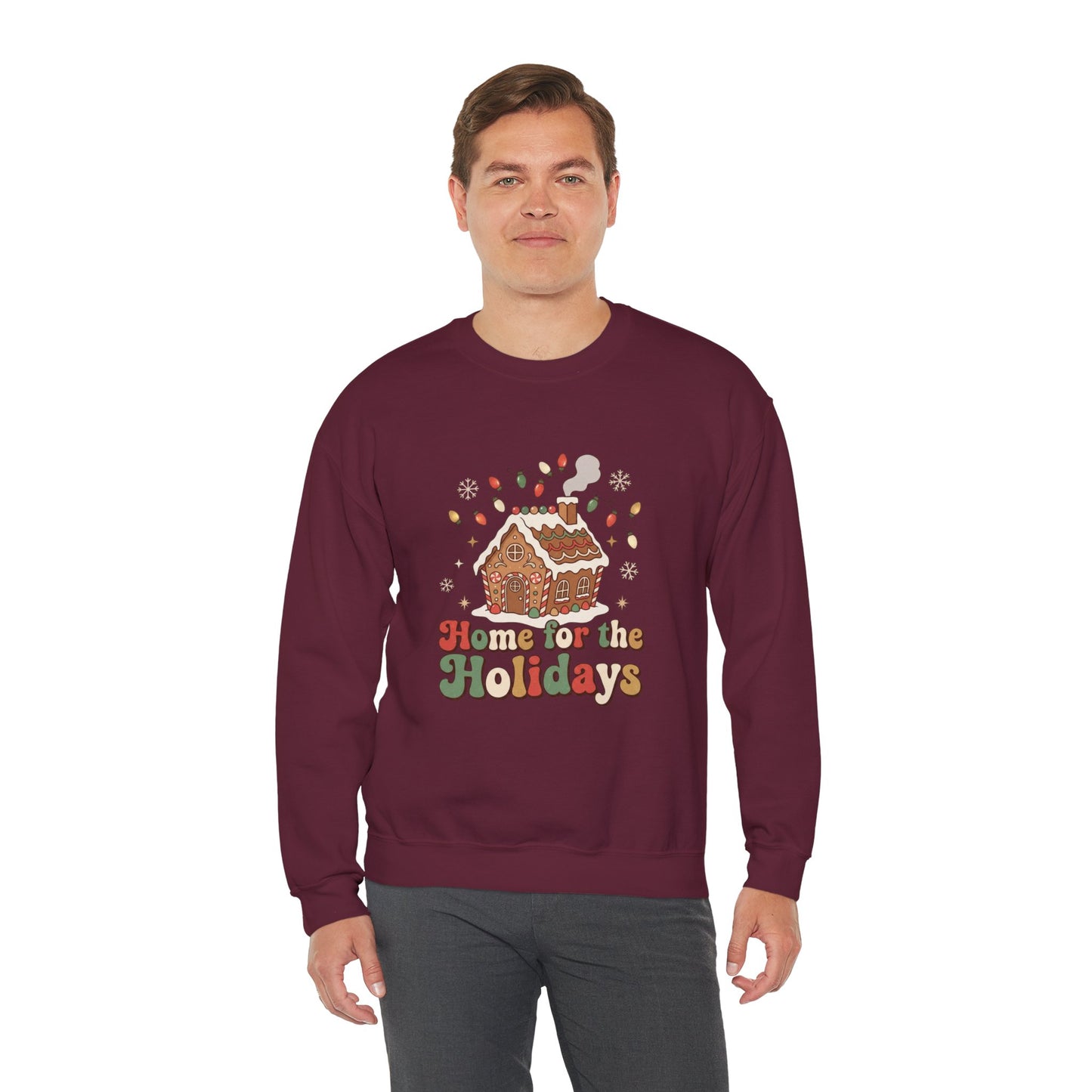 Holiday Gingerbread Sweatshirt — "Home for the Holidays" Crewneck