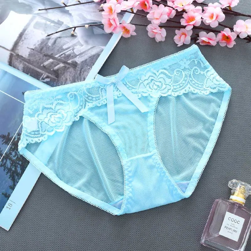 Sexy Women Underwear Ultra transparent Panties Thongs G-string Girl Soft Lace Briefs Ultra thin Underpant for Female 10 Colour