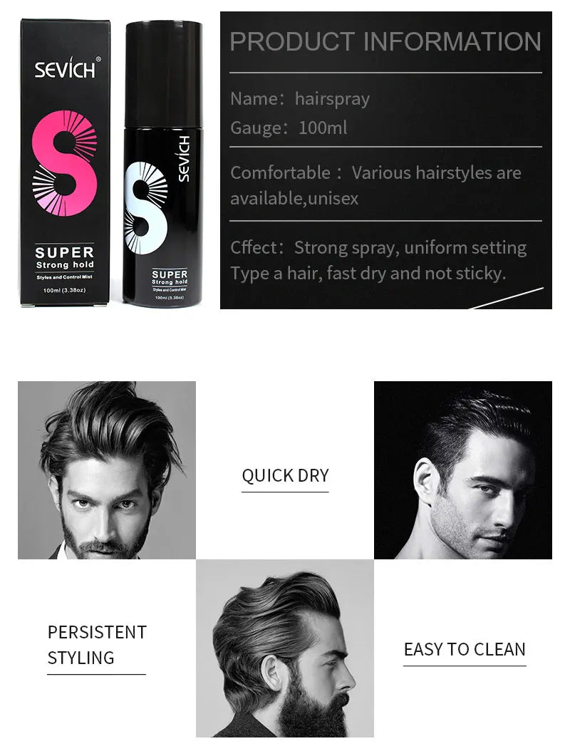 Sevich Hair Hold Spray Water Applicator for Styling Working Hair Building Fibers Hairdresser Water Hair Fixing Spray 100ML