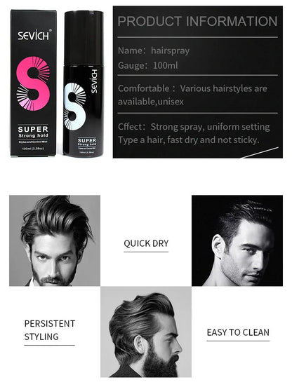 Sevich Hair Hold Spray Water Applicator for Styling Working Hair Building Fibers Hairdresser Water Hair Fixing Spray 100ML