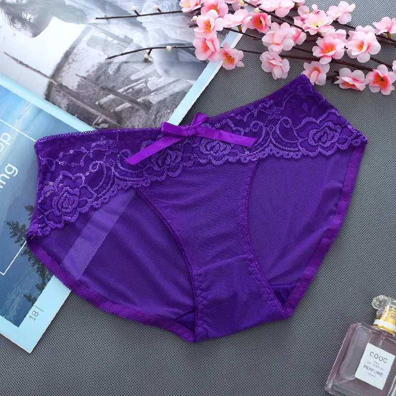 Sexy Women Underwear Ultra transparent Panties Thongs G-string Girl Soft Lace Briefs Ultra thin Underpant for Female 10 Colour