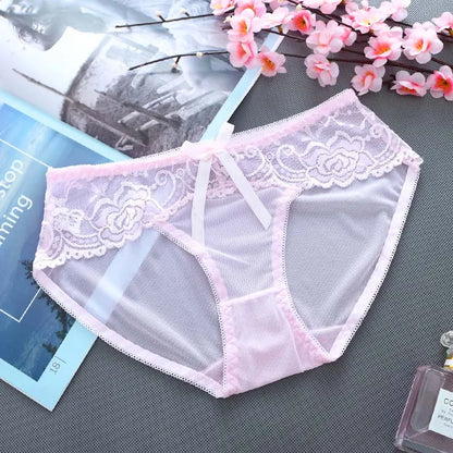 Sexy Women Underwear Ultra transparent Panties Thongs G-string Girl Soft Lace Briefs Ultra thin Underpant for Female 10 Colour