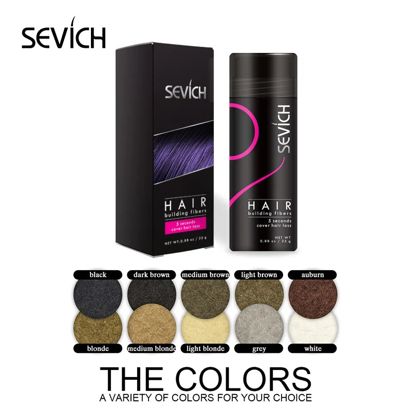 Sevich 25g Hair Fiber Instant Hair Growth Keratin Hair Building Fibers Powder Applicator Comb Extension Hair In Second 10 Color