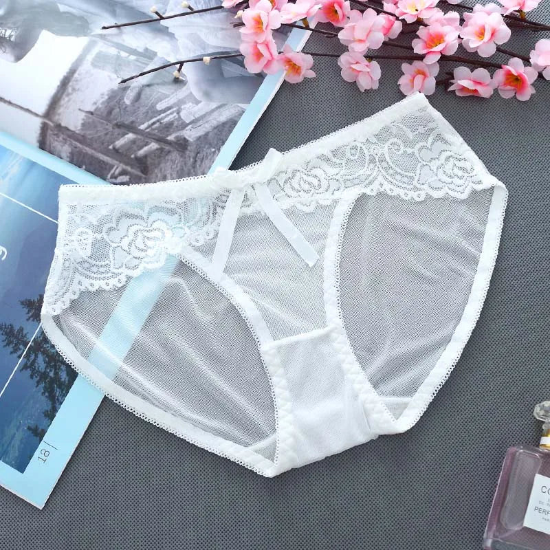 Sexy Women Underwear Ultra transparent Panties Thongs G-string Girl Soft Lace Briefs Ultra thin Underpant for Female 10 Colour