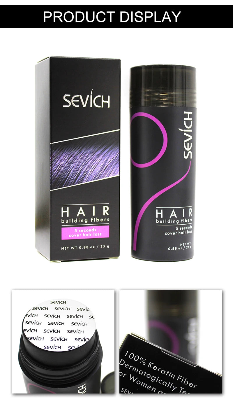 Sevich 25g Hair Fiber Instant Hair Growth Keratin Hair Building Fibers Powder Applicator Comb Extension Hair In Second 10 Color