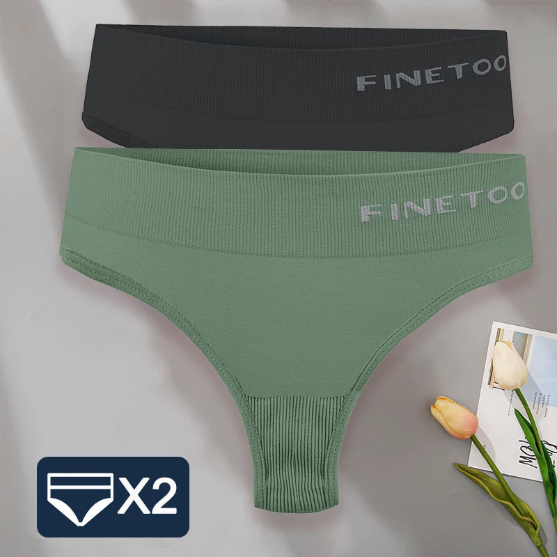 FINETOO 2PCS/Set M-2XL Bodyshaper G-String Panties Women Slim Underwear Female Lingerie Sexy Lady Thongs High Waist Underpants
