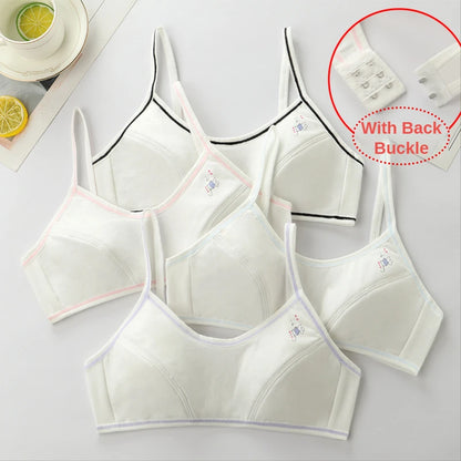 4 Pcs/Lot Girls Brassiere Cotton Underwear Back Buckle Design Adolescent Girls Training Bras Breathable Teenage Girl Tops Bra