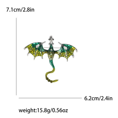 Enamel Dragon Pins for Women Rhinestone Flying Dragons Brooches Office Party Friend Gifts Jewelry Accessories