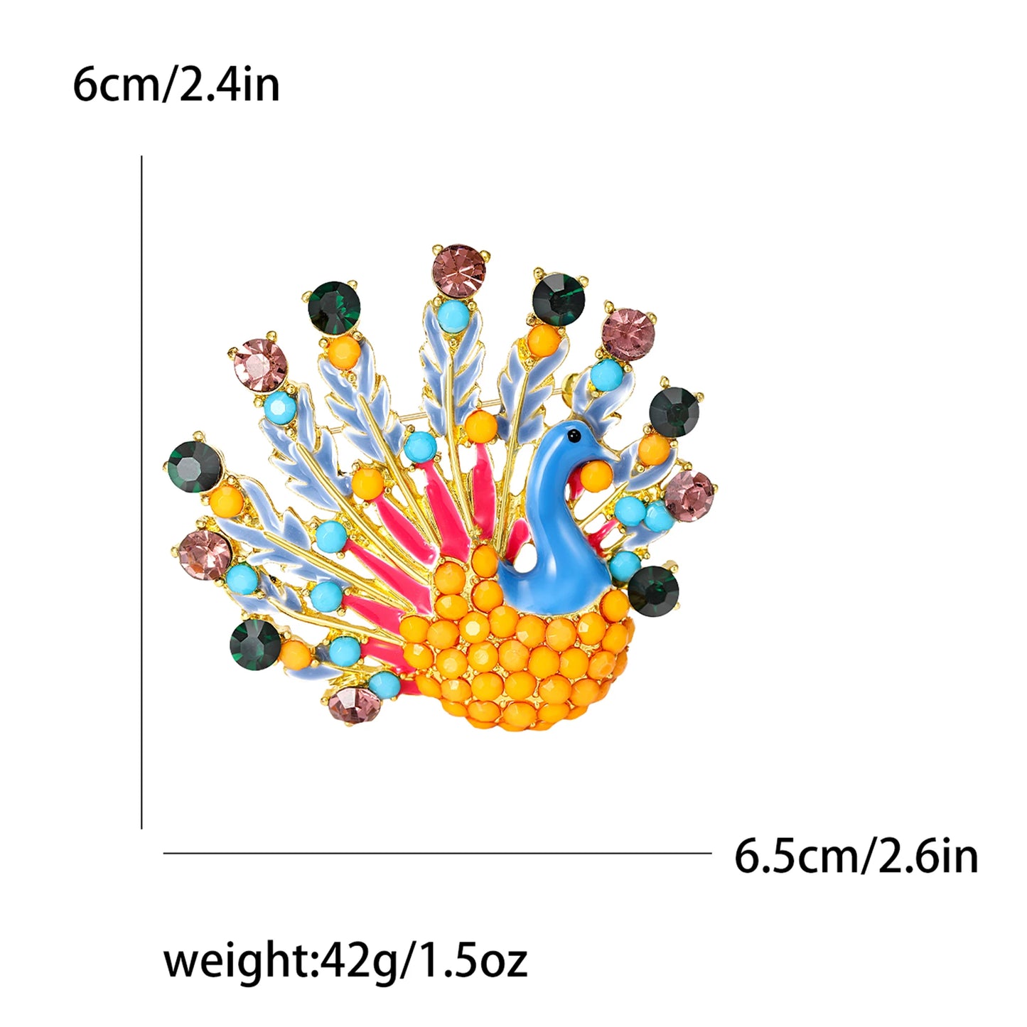 Fully Rhinestone Peacock Bird Brooch Fashionable and Elegant Coat Pin Jewelry Accessories and Gifts