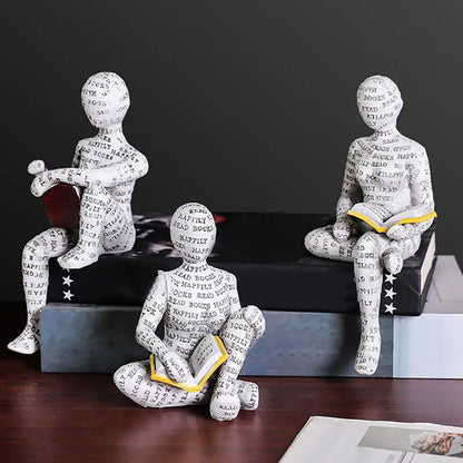 Reading Statue Man Reading Book Statue Resin Aesthetic Abstract Modern Sculptures for Coffee Table Tabletop Library Accessories
