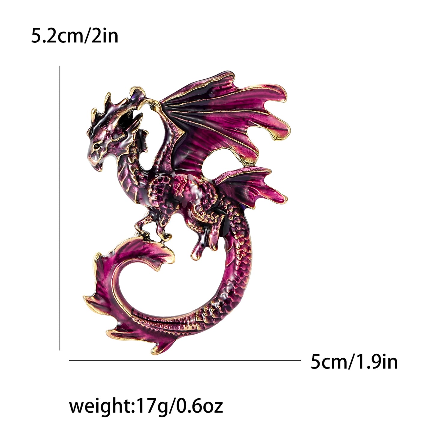 Enamel Dragon Pins for Women Rhinestone Flying Dragons Brooches Office Party Friend Gifts Jewelry Accessories