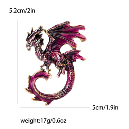 Enamel Dragon Pins for Women Rhinestone Flying Dragons Brooches Office Party Friend Gifts Jewelry Accessories