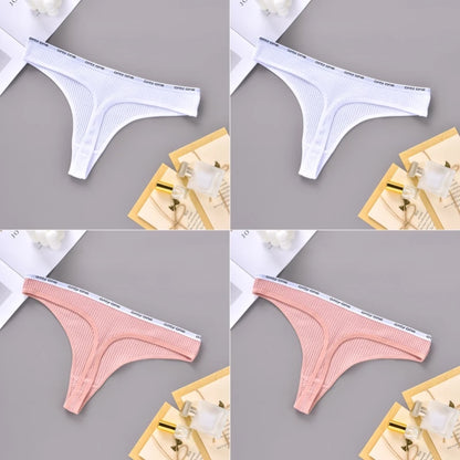 4PCS Sexy Erotic Women's Thong Solid Color Cotton Women's Panties Soft Skin Friendly Women's Underwear Seamless Cute Lingerie