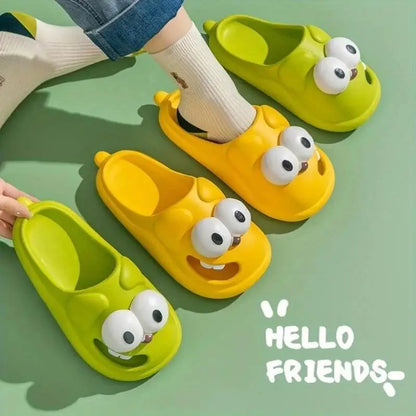 Tongue Slippers Big Eye Dog Slippers Cute Funny Big Eye Dog Fun Cartoon Package Head Eva Slippers for Women