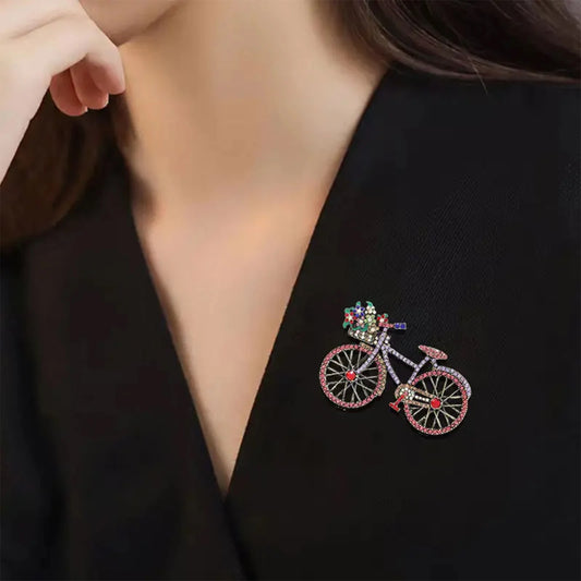 1 Piece, Elegant Vintage Flower Basket Bicycle Brooch, Exquisite Gift for Women, Versatile in All Seasons