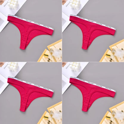 4PCS Sexy Erotic Women's Thong Solid Color Cotton Women's Panties Soft Skin Friendly Women's Underwear Seamless Cute Lingerie