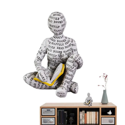 Reading Statue Man Reading Book Statue Resin Aesthetic Abstract Modern Sculptures for Coffee Table Tabletop Library Accessories