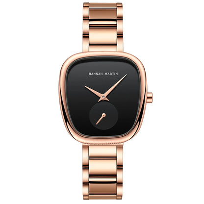2025 New Women's Quartz Wristwatch 34mm Wine Barrel Rose Gold Black Stopwatch Fashionable Minimalist Style Oval Women's Watches