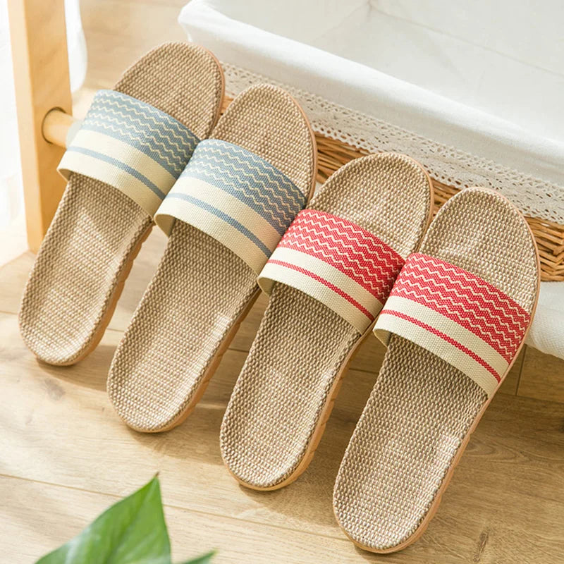 Home slippers for women anti slip flooring for summer indoor linen slippers for men home linen slippers cool slippers