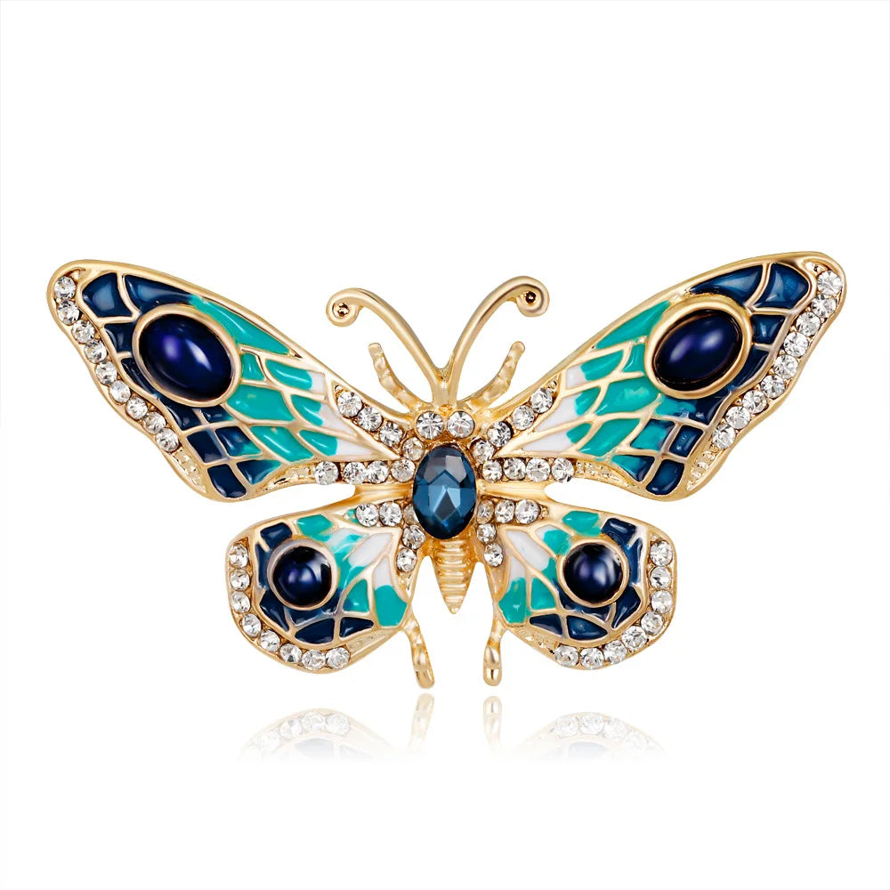 Shiny Rhinestone Butterfly Brooches For Women Luxury Jewelry Vintage Enamel Pin Animal Badges Large Butterfly Brooch Pin Gifts