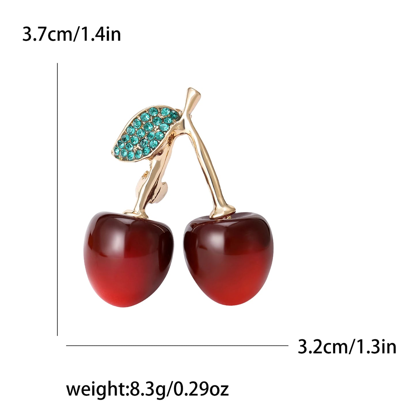 Enamel Cherry Brooches for Women Unisex Rhinestone Fruit Pins Banquet Party Backpack Gifts Jewelry Accessories