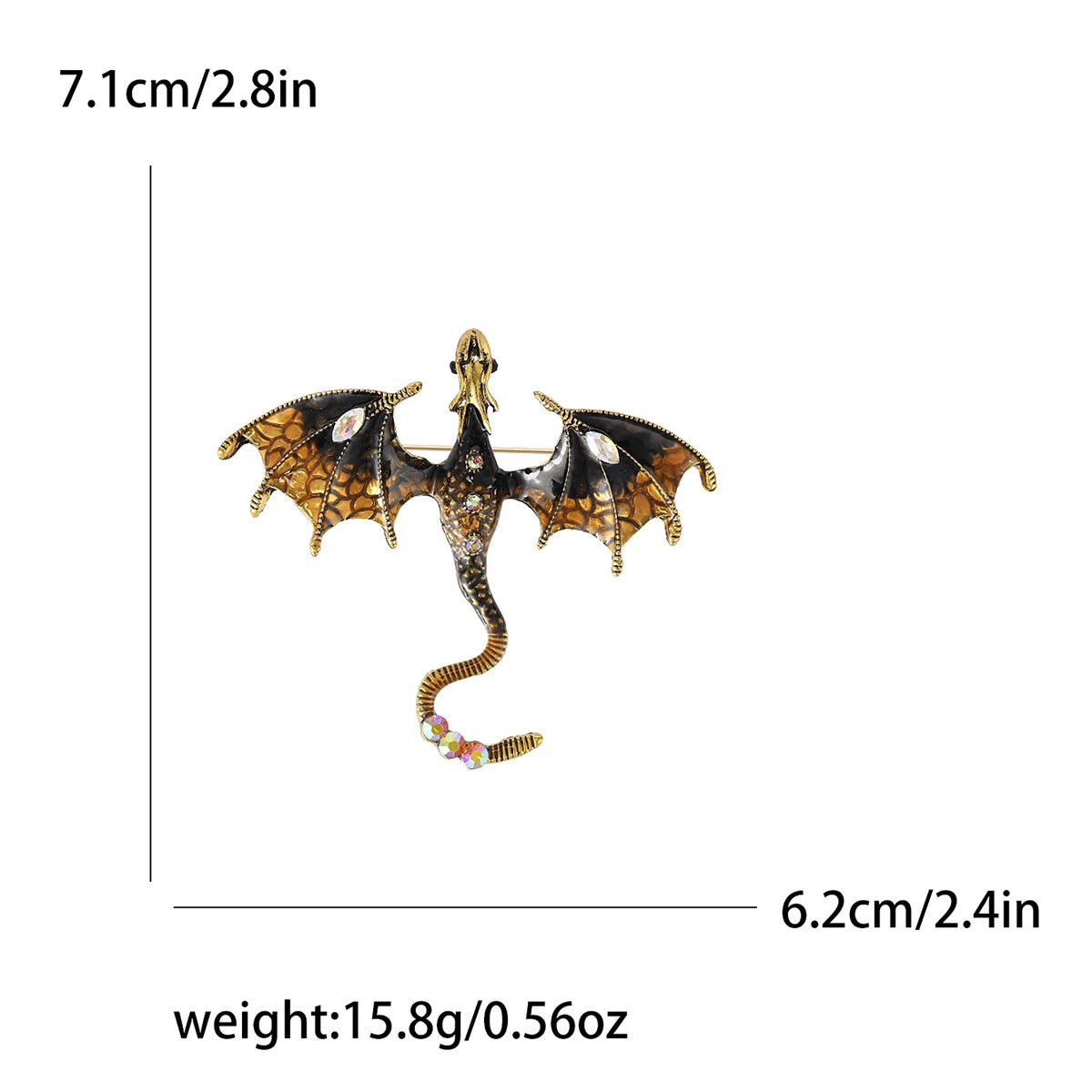 Enamel Dragon Pins for Women Rhinestone Flying Dragons Brooches Office Party Friend Gifts Jewelry Accessories