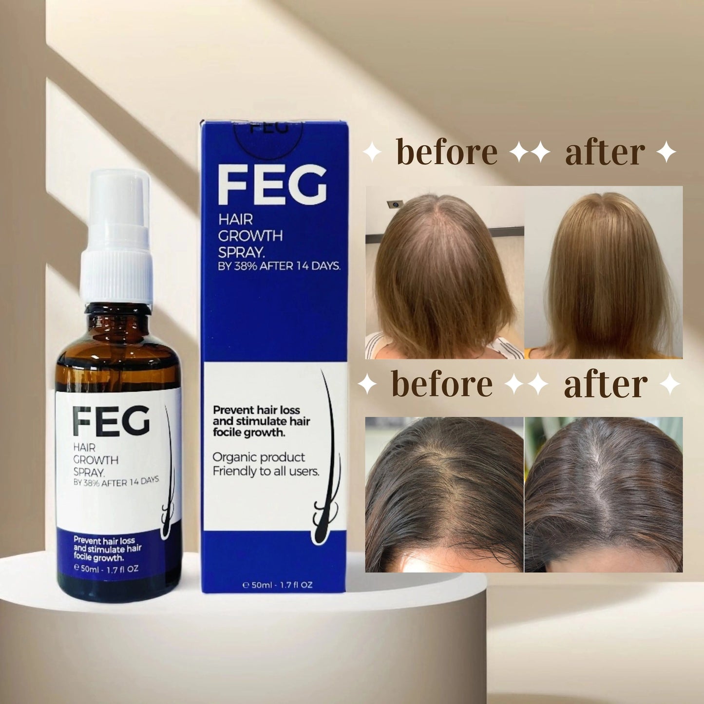FEG Organic Anti Hair Loss Hair Growth Treatment Oil For Thicker Long Hair