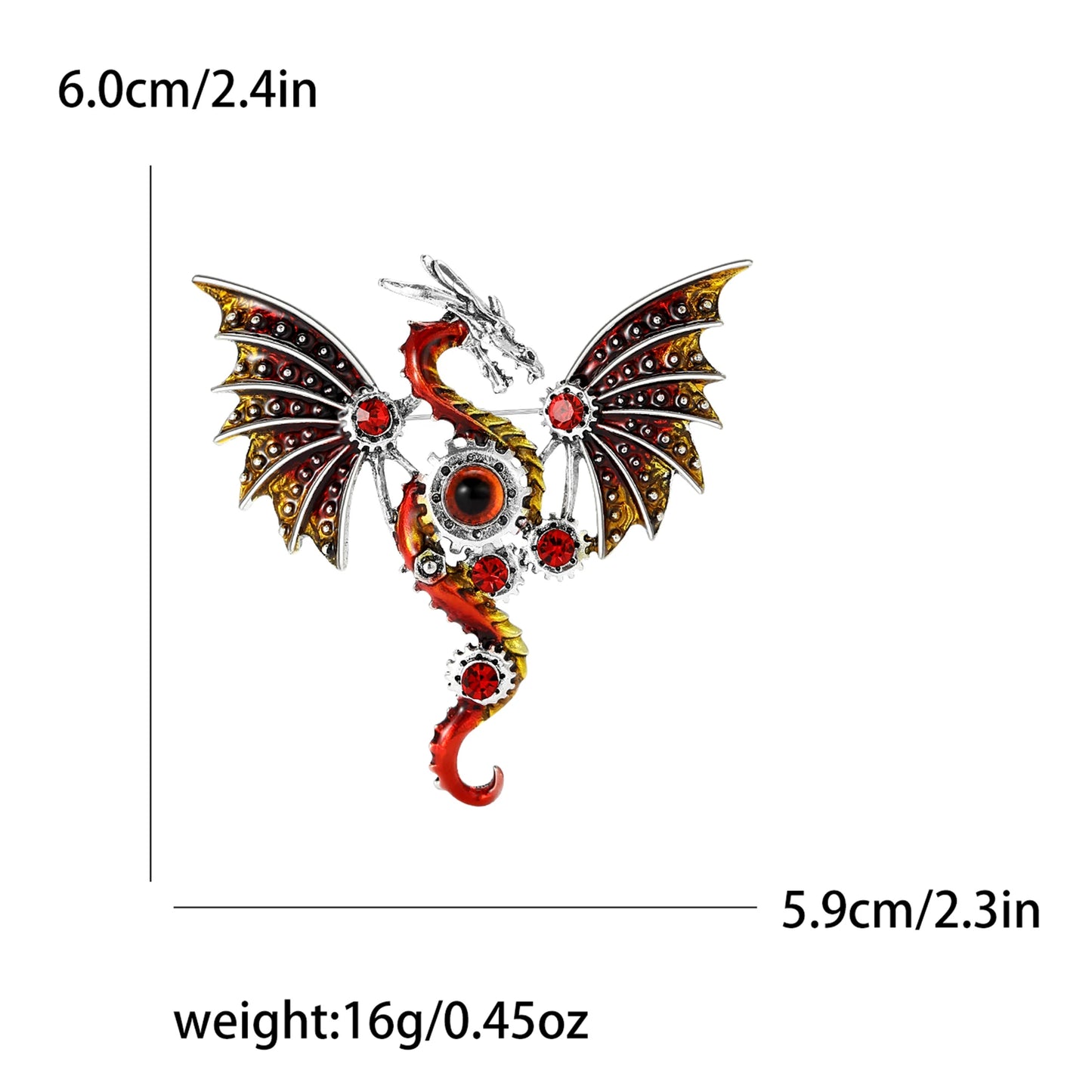 Enamel Dragon Pins for Women Rhinestone Flying Dragons Brooches Office Party Friend Gifts Jewelry Accessories