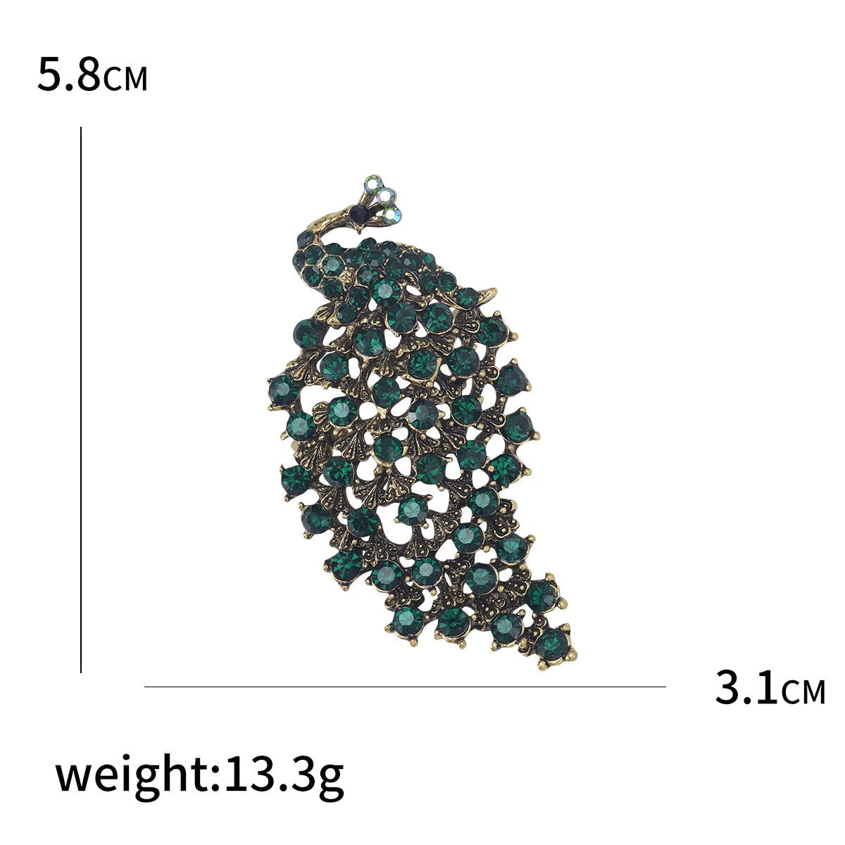Fully Rhinestone Peacock Bird Brooch Fashionable and Elegant Coat Pin Jewelry Accessories and Gifts